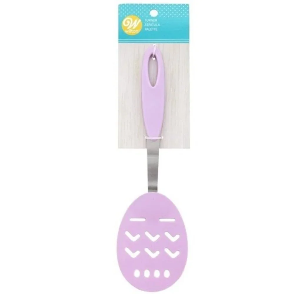 Wilton Easter Egg Shaped Spatula Purple Silicone Handle Springtime Baking